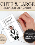 a hand holding a card with a man's face on it, along with text and a description of the card.