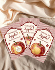 PRINTED + SHIPPED Apple of Our Eye Baby Shower Game, Personalized Apple Themed Baby Shower Scratch Off Game Who Has the Apple? Red Striped