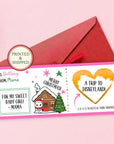 Personalized Pink Christmas Scratch Off Voucher Christmas Trip Reveal Scratch Ticket for Wife Girl Custom Xmas Voucher Ticket With Envelope