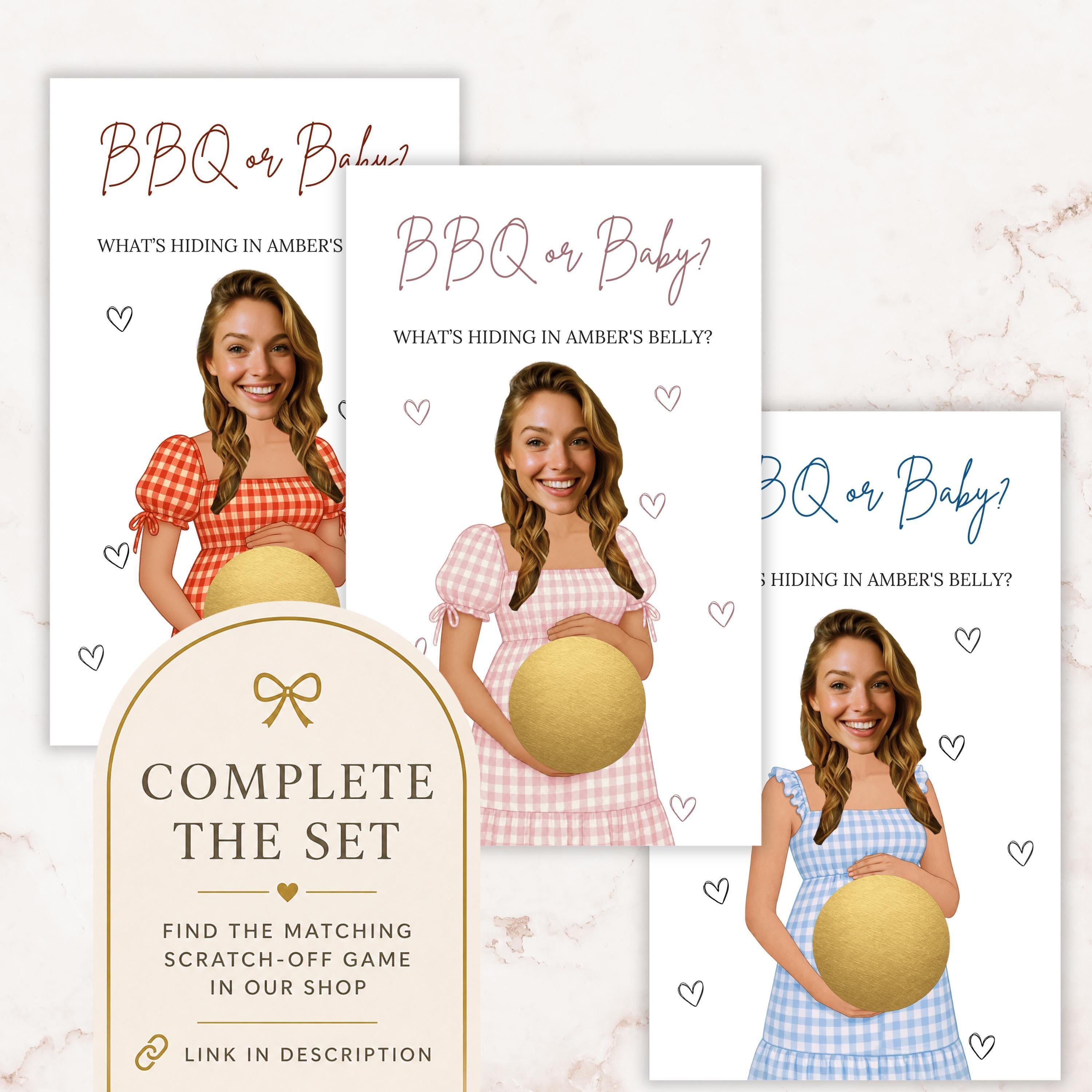 Girl Baby Q Baby Shower Game, Pink BBQ or Baby? Baby Shower Scratch Off Game Cards, BBQ Themed Baby Shower Sprinkle (Printed &amp; Shipped) - CÔTIER BRAND