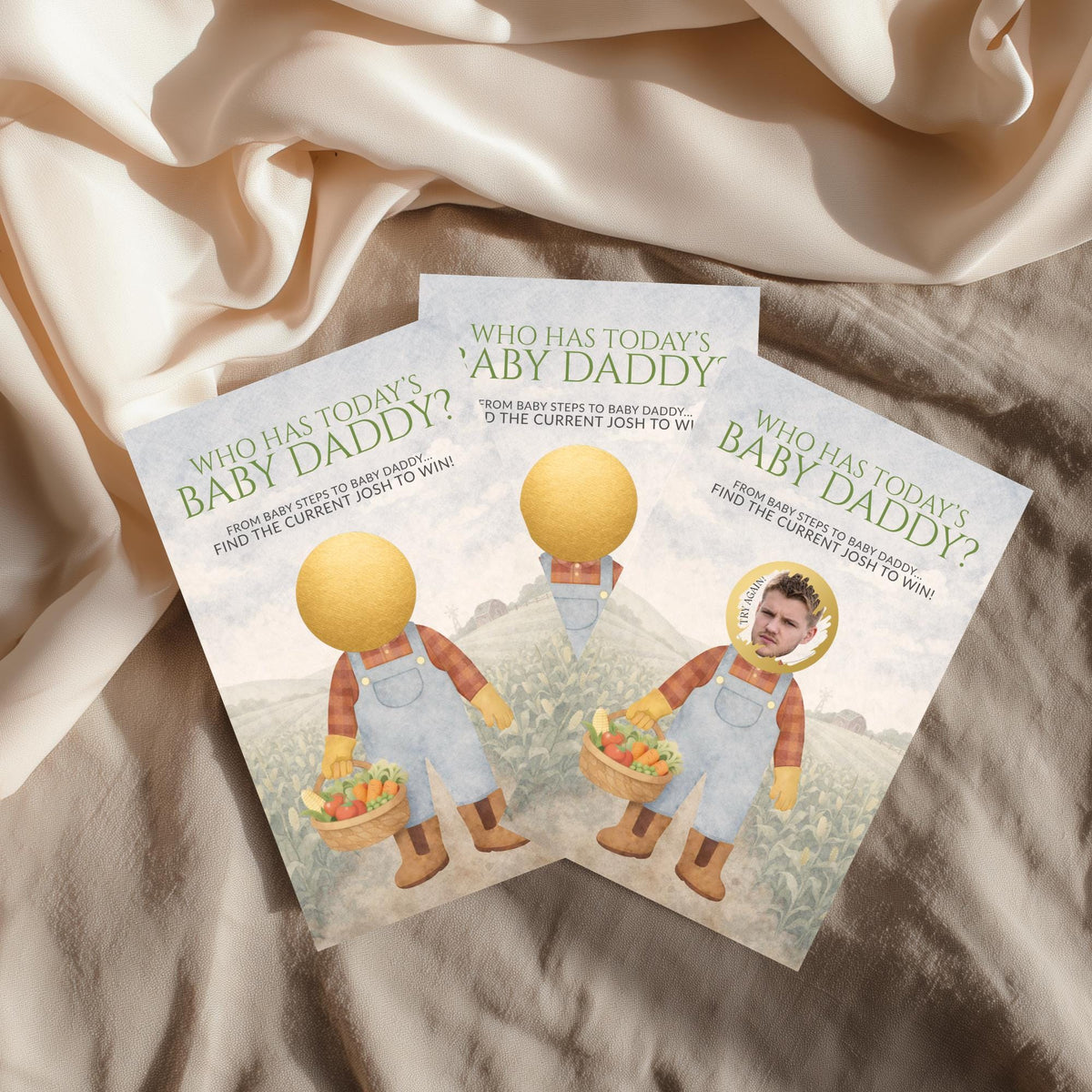 Personalized Boho Garden Baby Shower Game Locally Grown Baby Shower Scratch Off Game Who Has Today's Baby Daddy? Market Theme Unique - CÔTIER BRAND