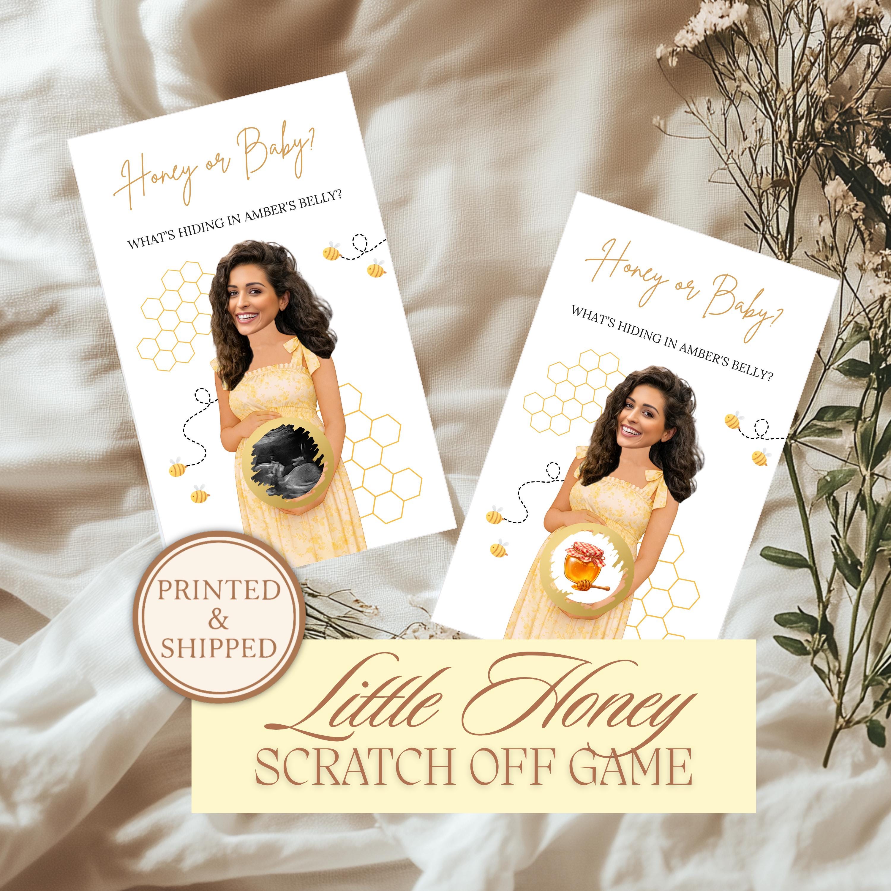 Custom A Little Honey Is On The Way Baby Shower Game Bumble Bee Baby Shower Scratch Off Game Honey or Baby? Mama To Bee Themed Neutral