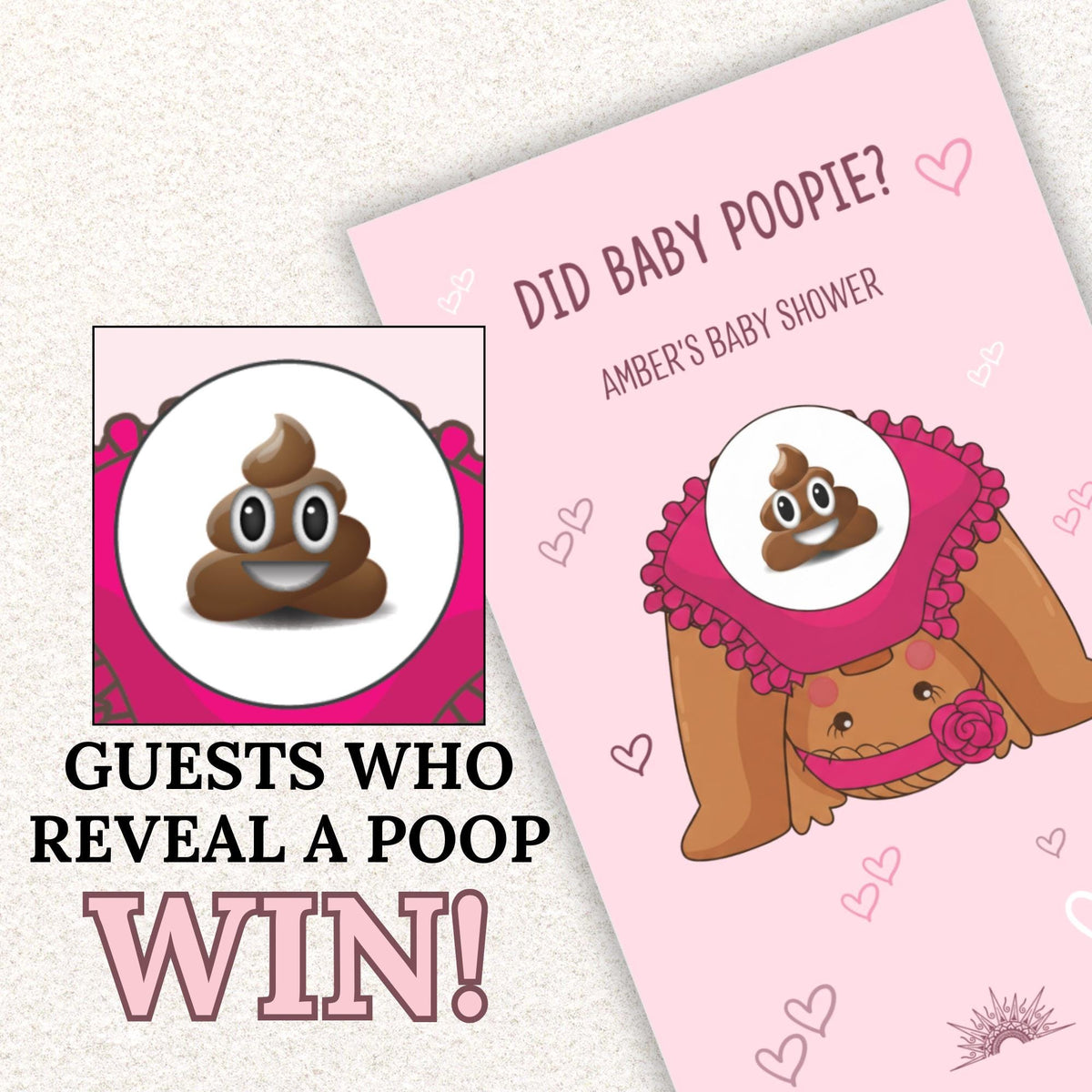Pink Baby Shower Game Girl, Black Baby Shower Scratch Off Game Funny, Fun Did Baby Poopie Party Game, Unique Black Baby Shower Games Coed - CÔTIER BRAND