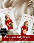 Personalized Christmas Baby Shower Game Holiday Baby Shower Scratch Off Game Merry Little Baby Shower Red Winter Themed Snowflakes Cookies