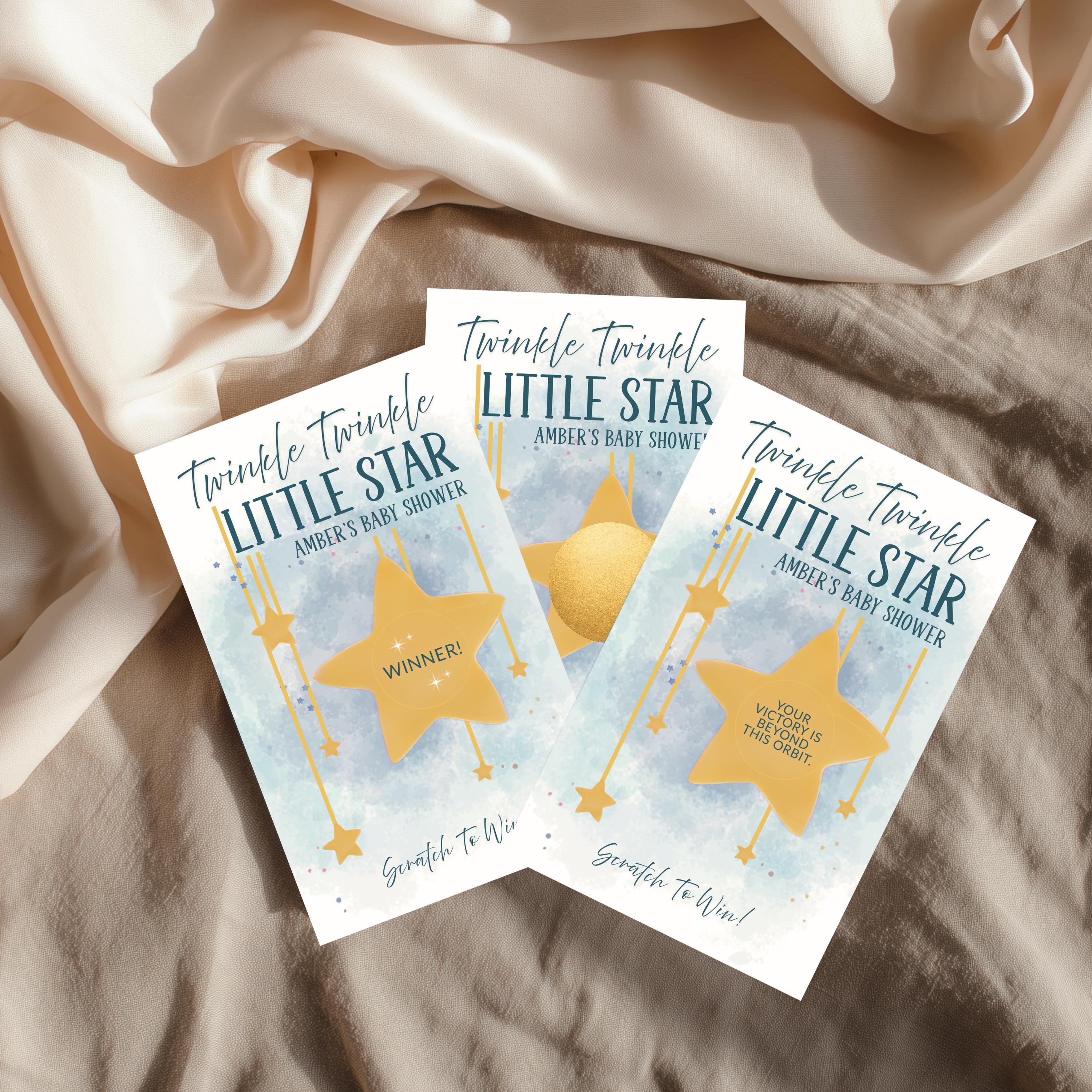 Twinkle Twinkle Little Star Baby Shower Game Personalized Moon and Stars Baby Shower Scratch Off Game Boho Celestial Baby Shower