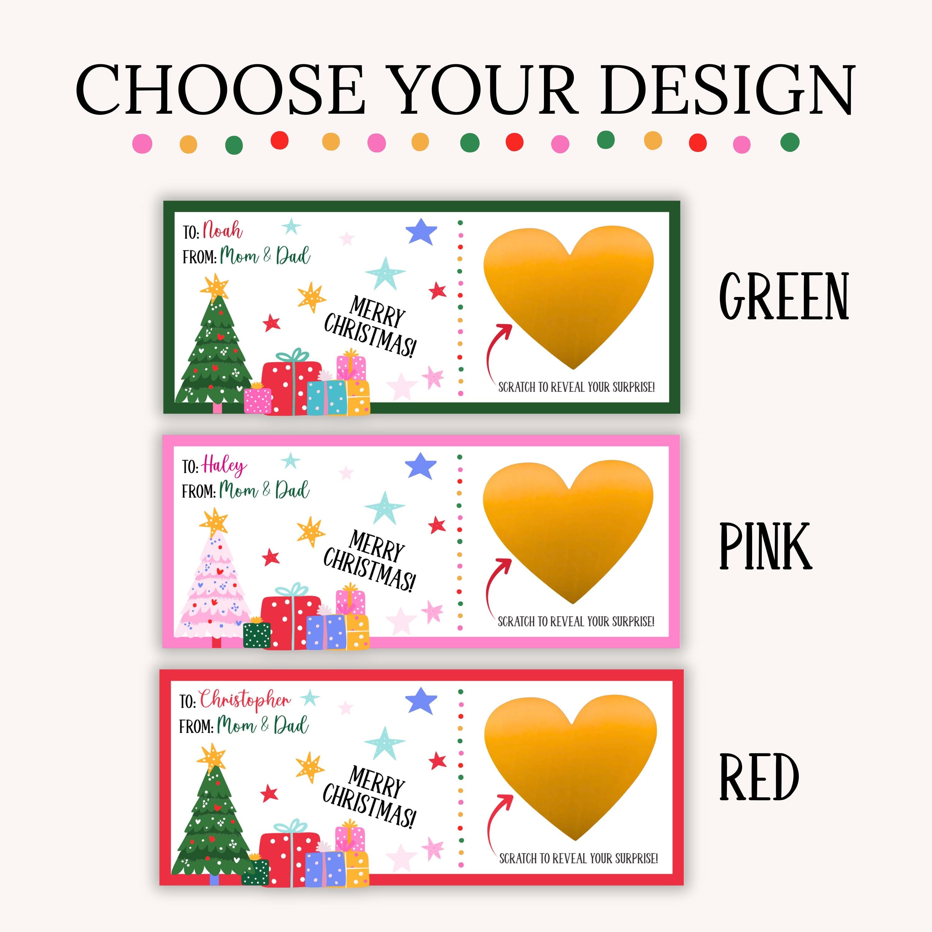 Personalized Merry Christmas Scratch Off Voucher Christmas Trip Reveal Scratch Ticket Wife Husband Kids Grandkids Surprise Reveal Gift Card