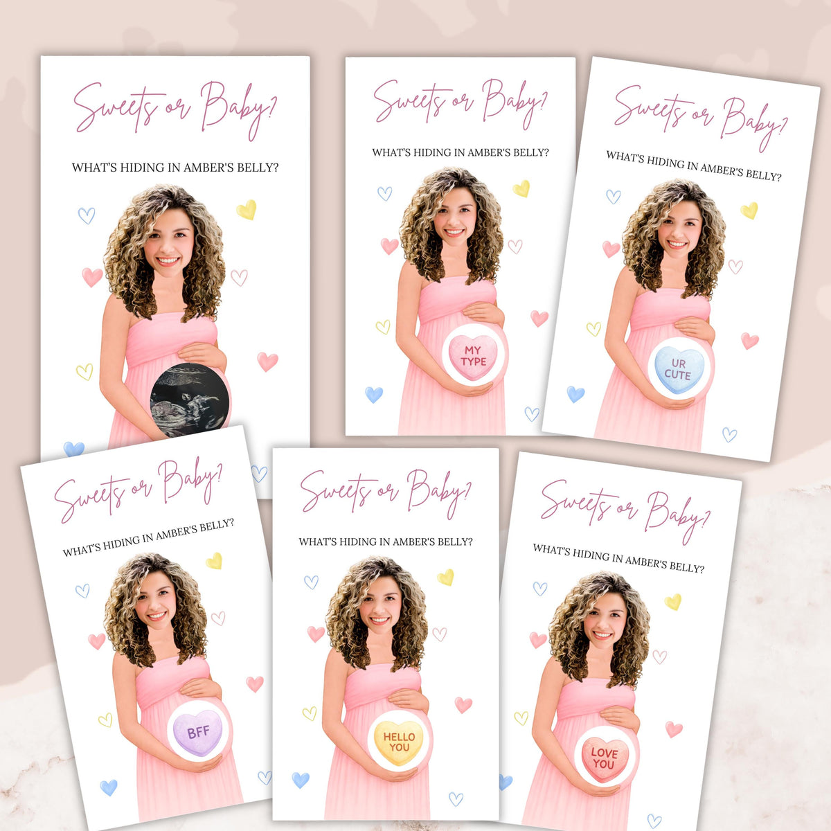 Personalized A Little Sweetheart Baby Shower Game Valentine Baby Shower Scratch Off Game Conversation Hearts Sweets or Baby?, PRINTED + SHIP - CÔTIER BRAND