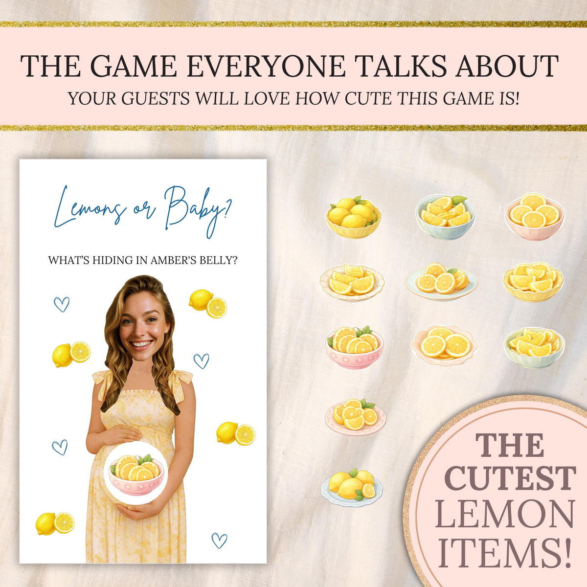 Custom Mediterranean Baby Shower Game Amalfi Coast Baby Shower Scratch Off Game Lemons or Baby? Summer Italian Themed Yellow Blue Ciao - CÔTIER BRAND