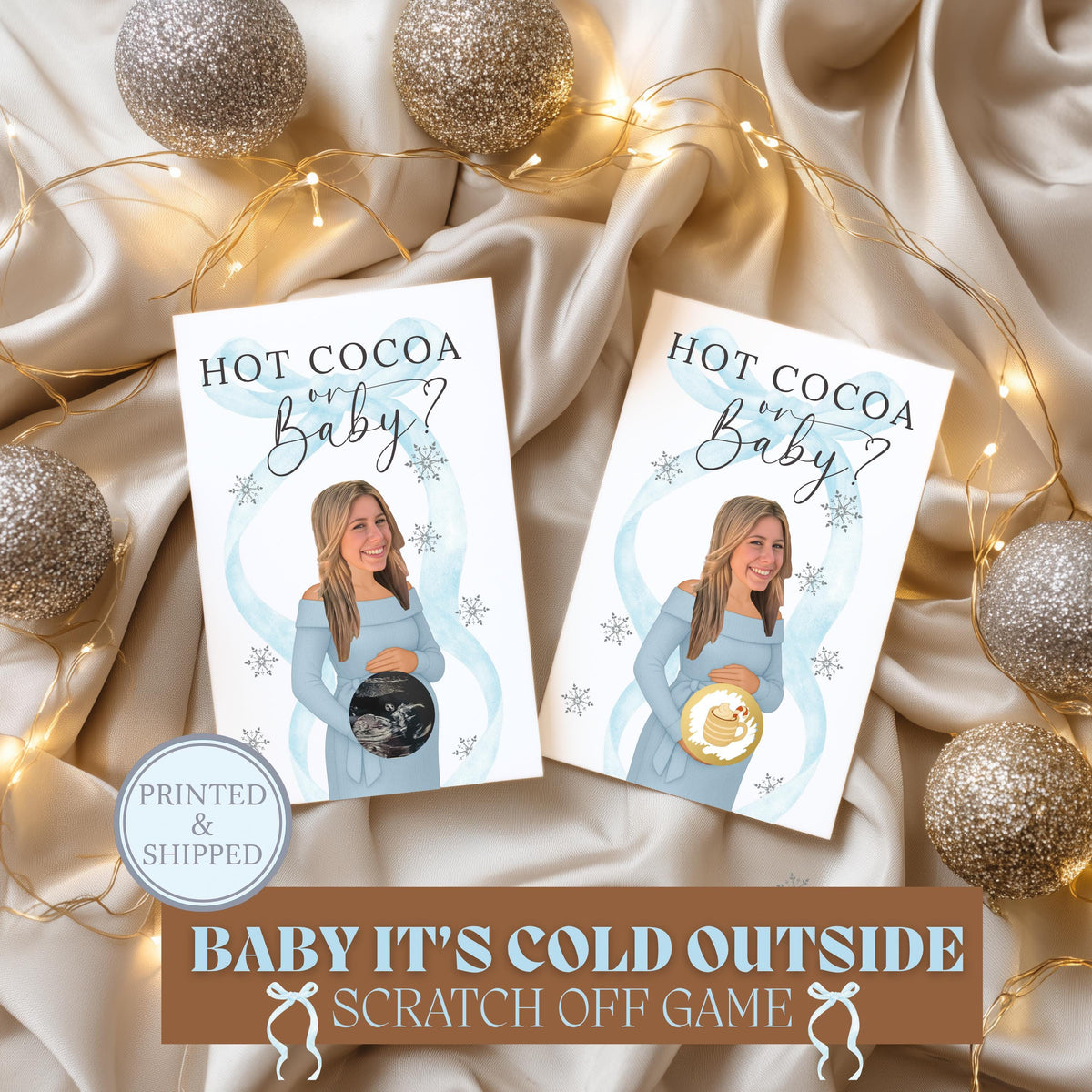 Personalized Baby It's Cold Outside Baby Shower Game Boy Winter Baby Shower Blue Christmas Themed Baby Shower Scratch Off Game Coquette Bow - CÔTIER BRAND