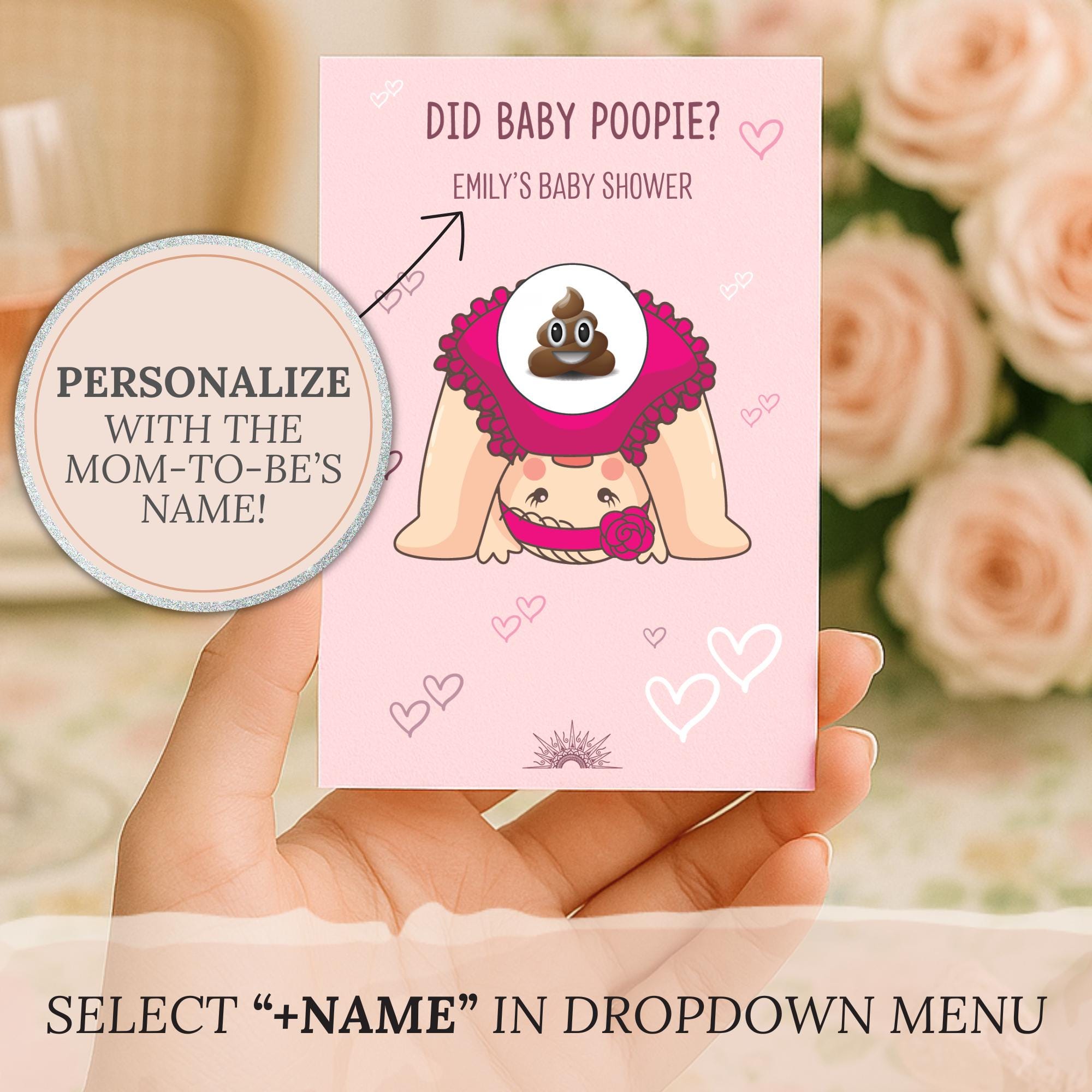 Funny Girl Baby Shower Scratch Off Game Cards Did Baby Poopie Baby Shower Game Ticket Scratcher Icebreaker Baby Girl Shower Party Activity
