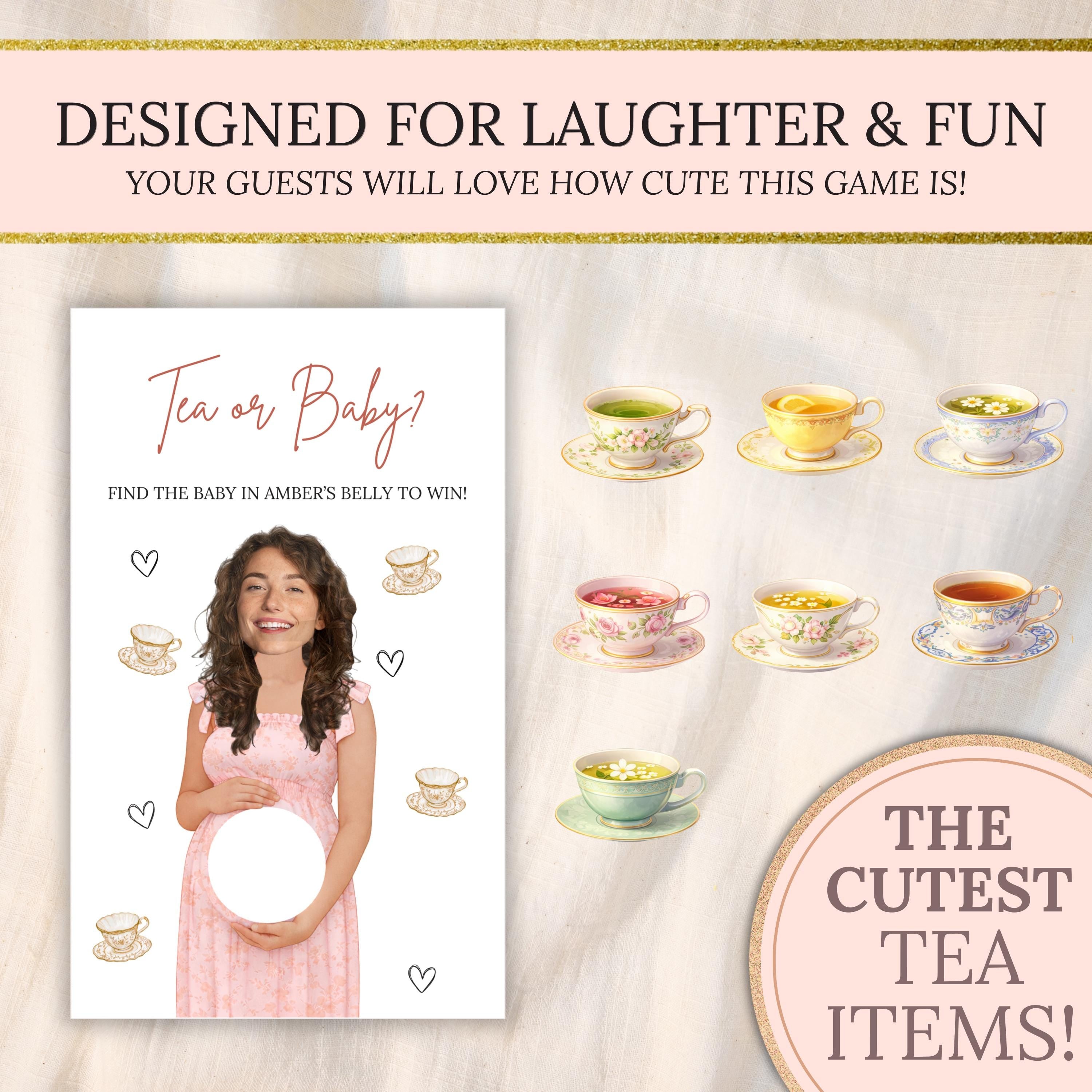 Personalized Tea Party Baby Shower Game A Baby Is Brewing Scratch Off Game Time For Tea With The Mom To Be Unique Printed Afternoon Tea Boho