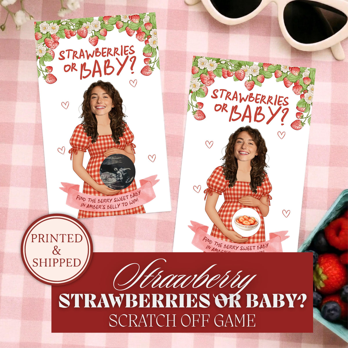 Sweet Berry Baby Shower Party Game Strawberry Themed Baby Shower Scratch Off Game
