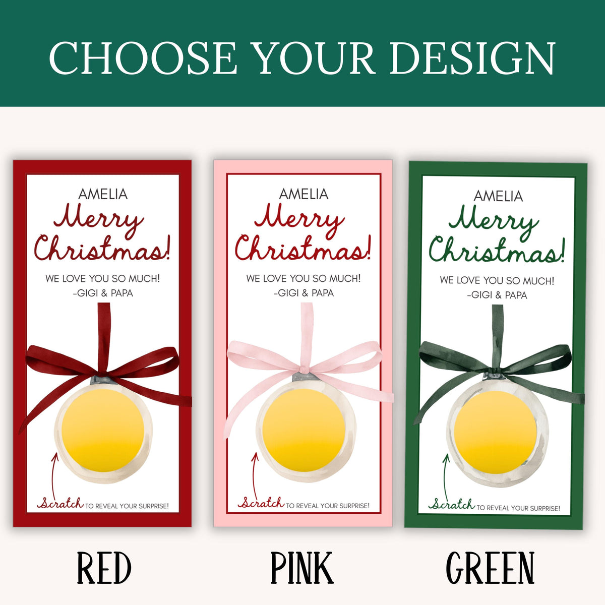 Personalized Christmas Gift Voucher For Christmas Scratch Off Surprise Trip Reveal Holiday Theme Custom Christmas Ornament Voucher - CÔTIER BRAND