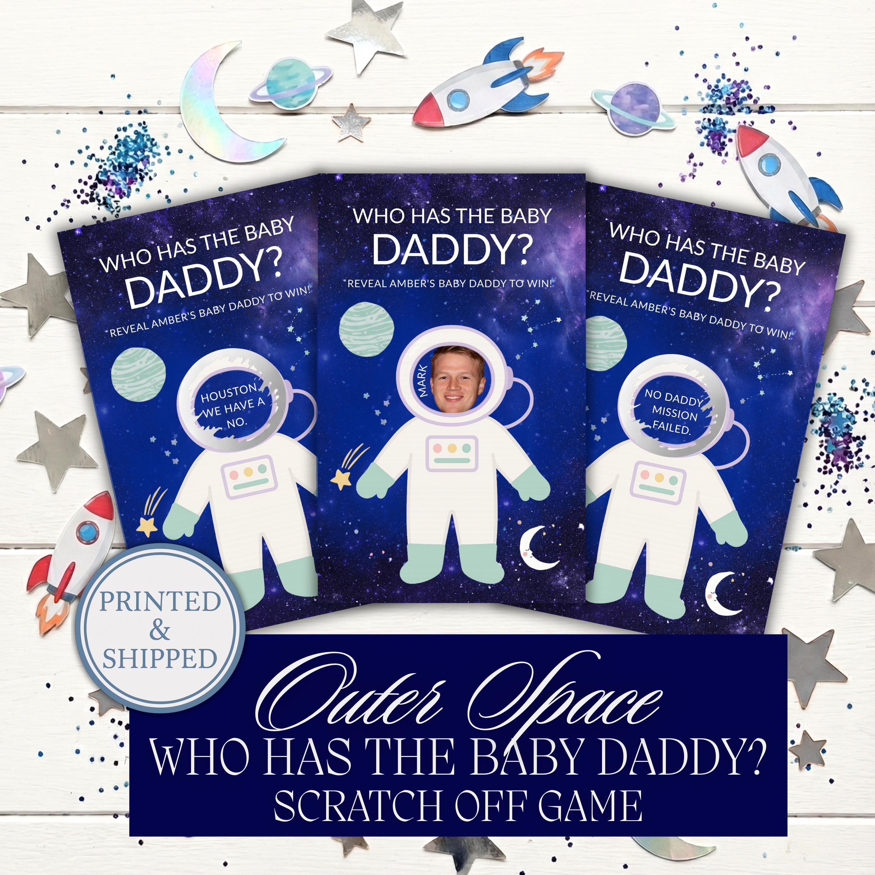 Baby Shower Game Outer Space Themed Scratch Off Game