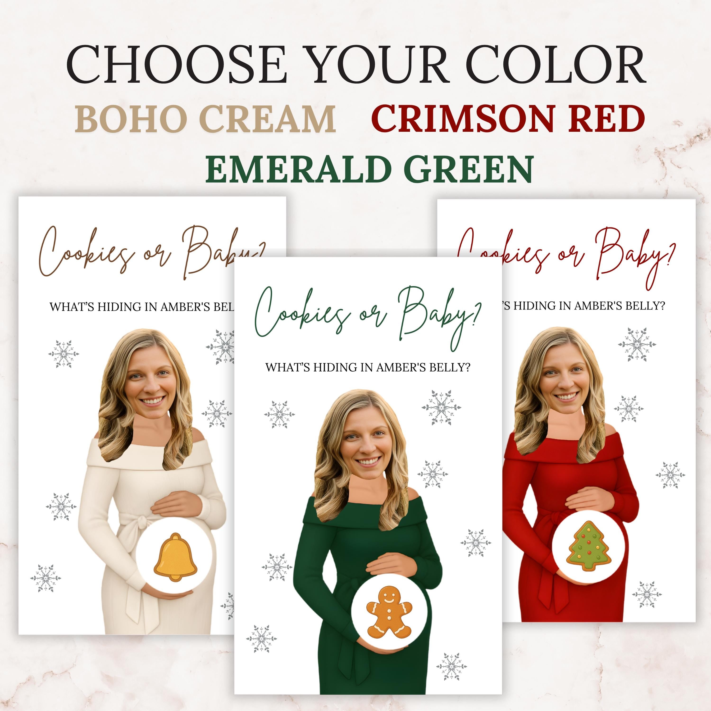 Personalized Christmas Baby Shower Game Holiday Baby Shower Scratch Off Game Merry Little Baby Shower Red Winter Themed Snowflakes Cookies