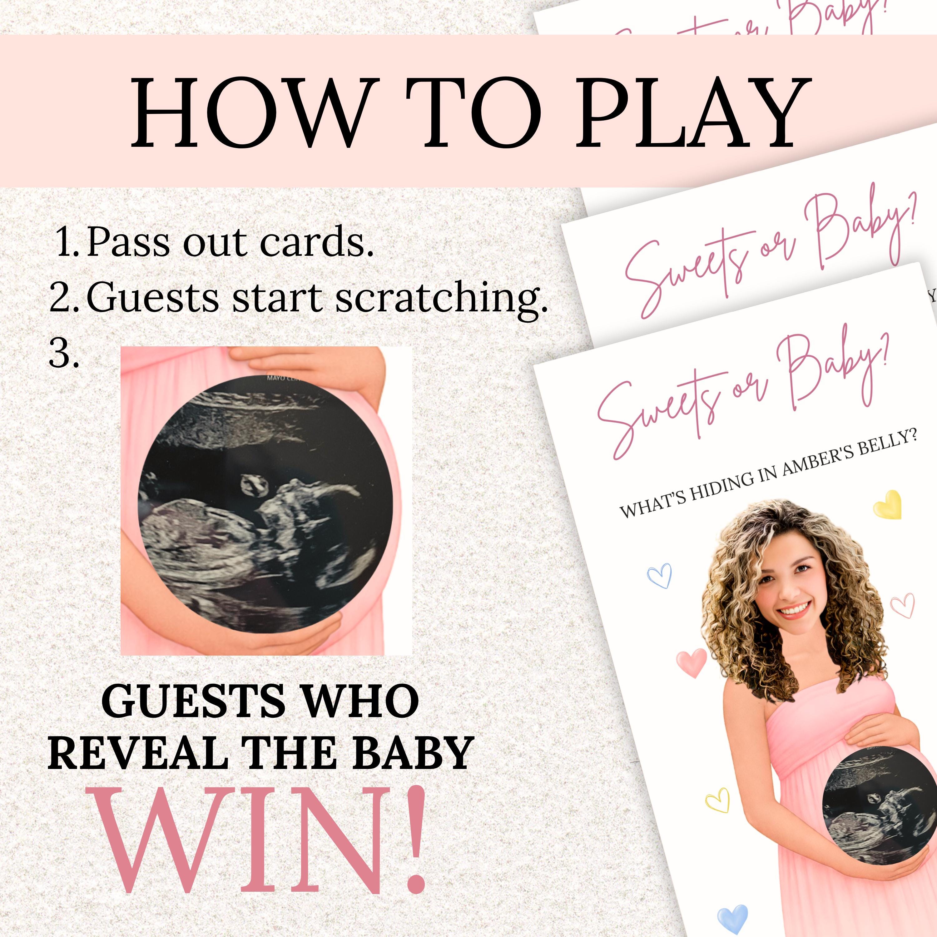 PRINTED + SHIPPED Valentine Baby Shower Game A Little Sweetheart Baby Shower Scratch Off Game Conversation Hearts Sweets or Baby? Custom