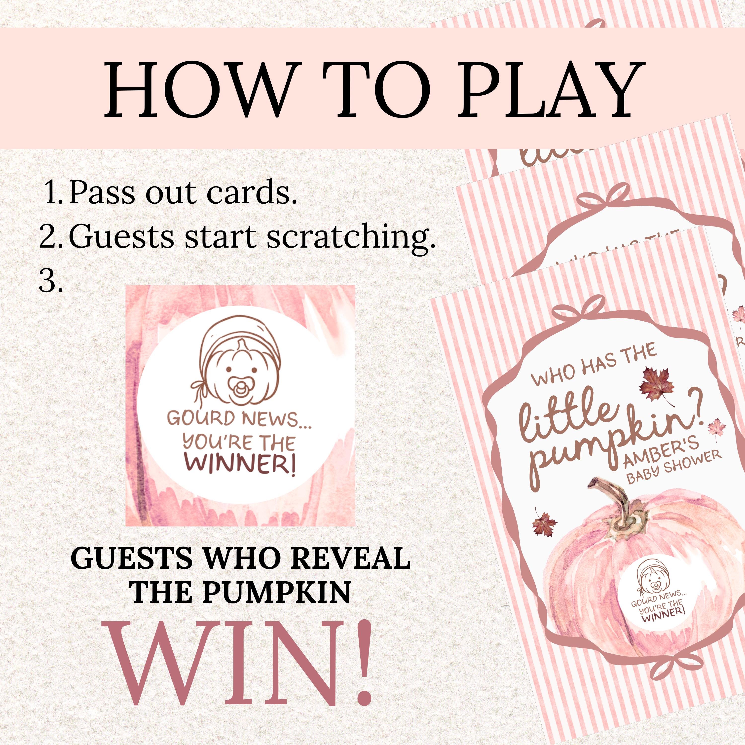 Custom A Little Pumpkin Girl Baby Shower Game, Pink Pumpkin Themed Baby Shower Scratch Off Game Who Has the Little Pumpkin? Fall Shower