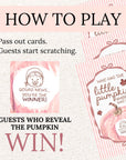 Custom A Little Pumpkin Girl Baby Shower Game, Pink Pumpkin Themed Baby Shower Scratch Off Game Who Has the Little Pumpkin? Fall Shower