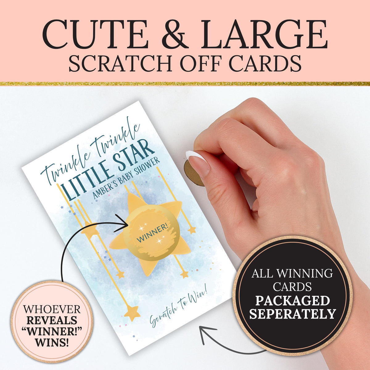 Twinkle Twinkle Little Star Baby Shower Game Personalized Moon and Stars Baby Shower Scratch Off Game Boho Celestial Baby Shower - CÔTIER BRAND