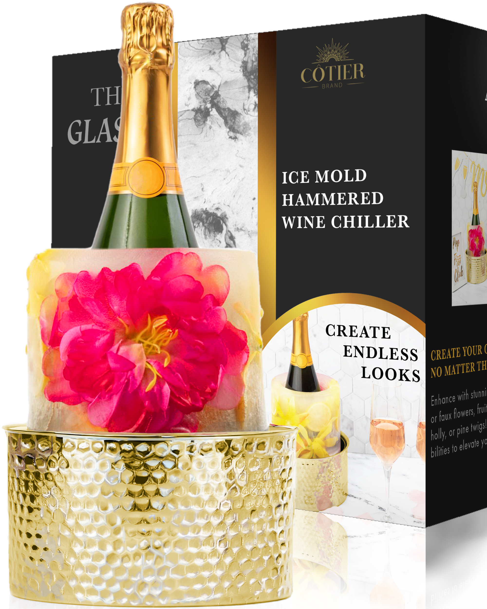 Glasi - Gold Ice Mold Hammered Wine Chiller - CÔTIER BRAND