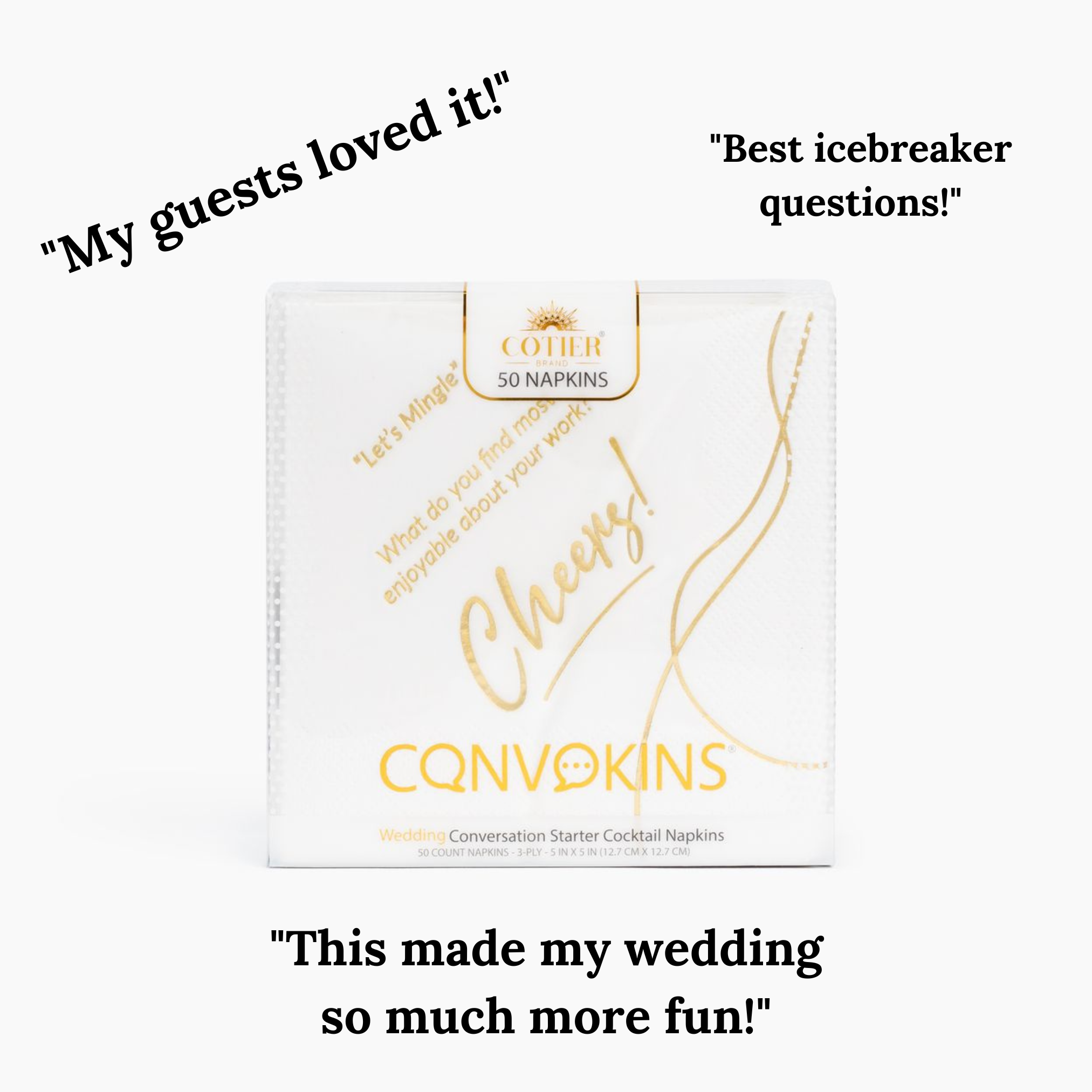 CONVOKINS® - Wedding Edition Conversation Starter Cocktail Napkins - CÔTIER BRAND