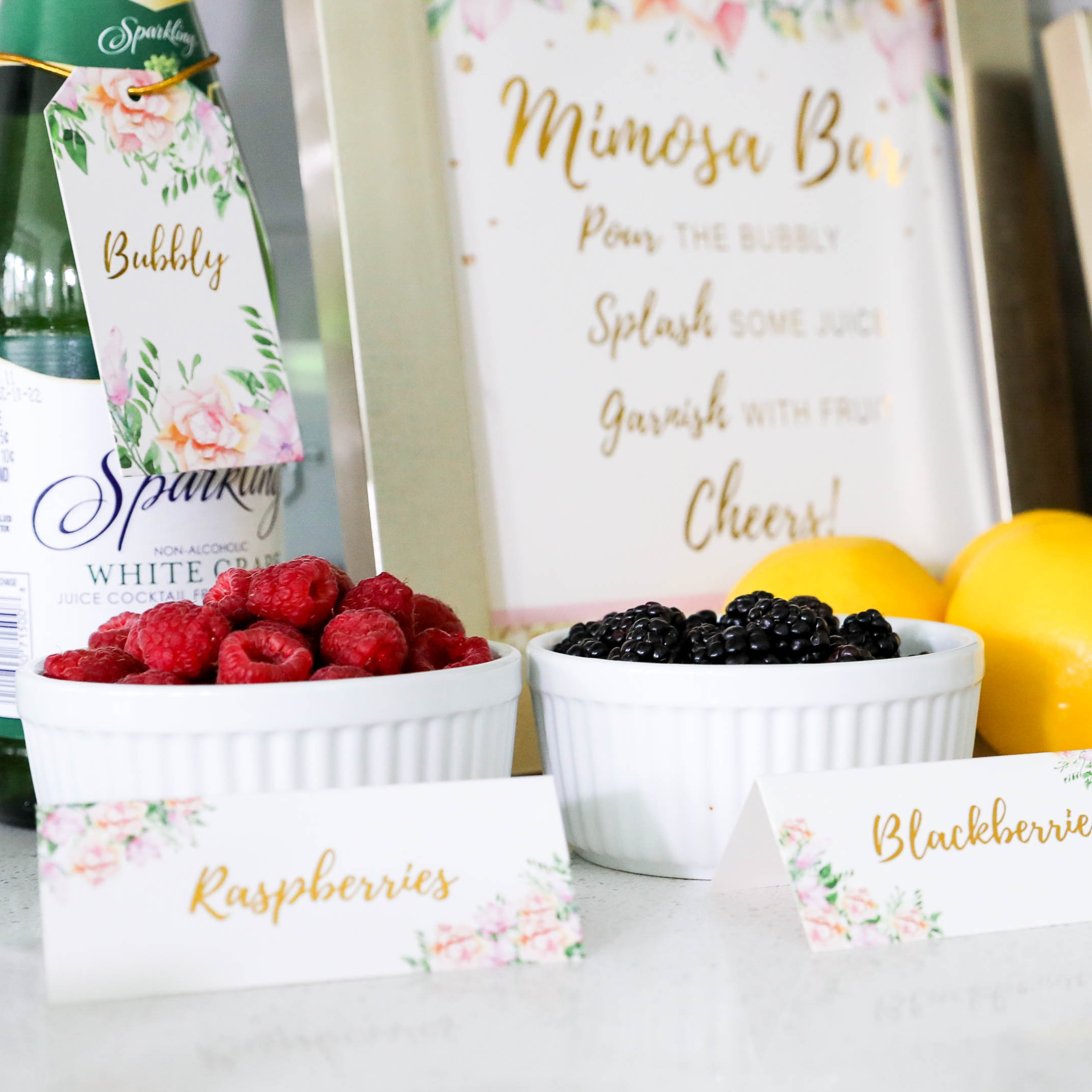 Mimosa Bar Supplies - Rose Gold Sign Banner Tags Kit- Bridal Shower