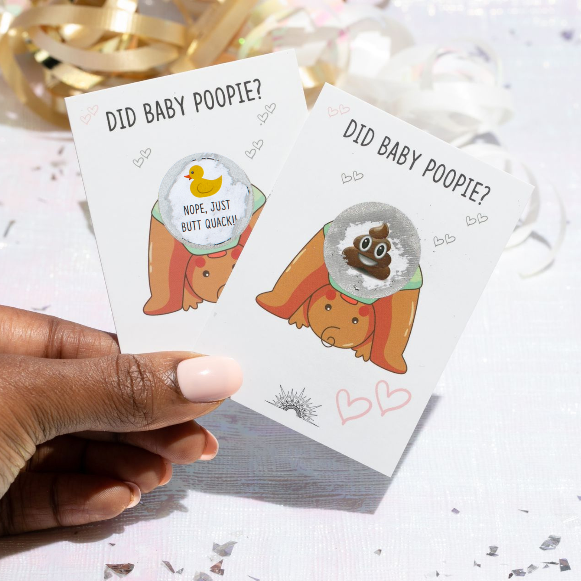 Did Baby Poopie?® Baby Shower Poop Emoji Lottery Game - Brown Baby Edition - CÔTIER BRAND